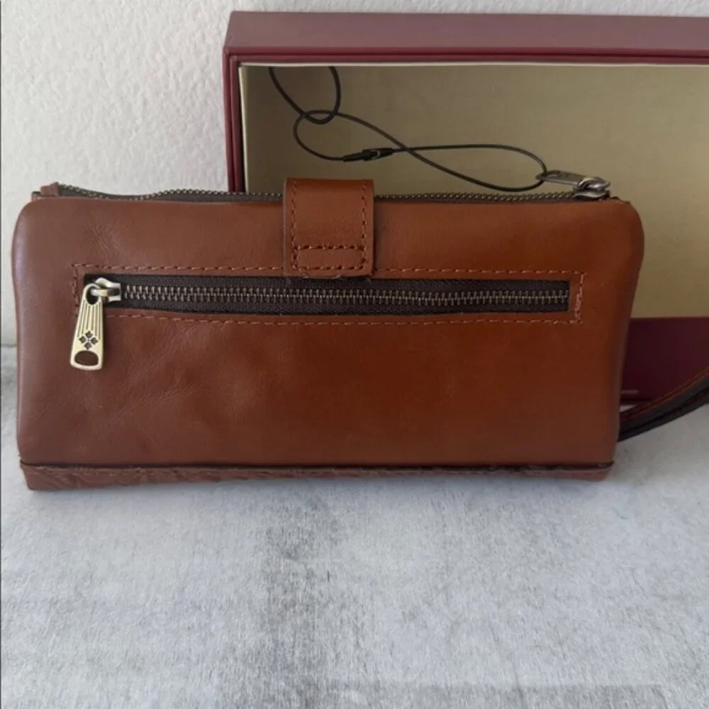 Patricia Nash Leather Tooled Annesley Bifold Wallet Florence Brown